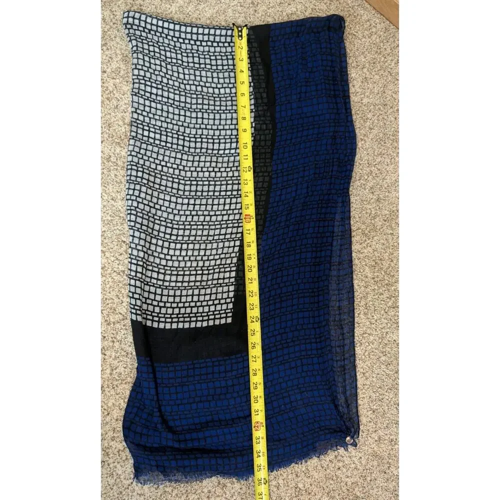 Calvin Klein Blue Black Cream Geometric Scarf 72”x 36